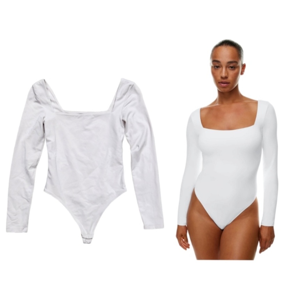 Artizia Babaton square neck long sleeve white body suit